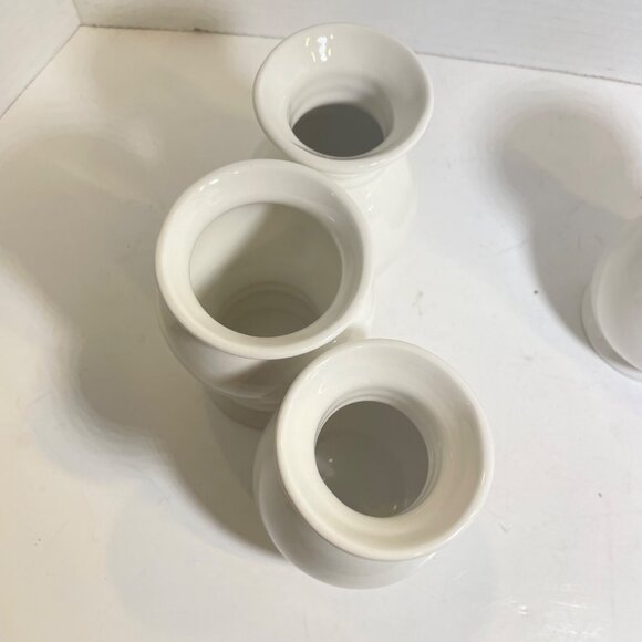 Set Of 2 Three Piece attached White Ceramic Decorative Vases for Home or Event C - Picture 4 of 13
